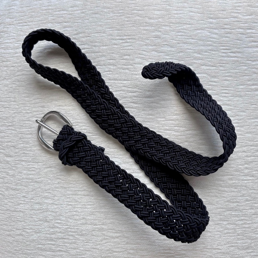 LRL Black Braided Belt with Silver Buckle